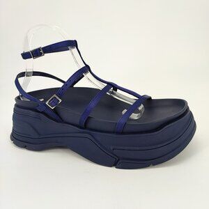 Zara Strappy Flatform Women's Size 8.5 US Man Made Blue Sandals Casual